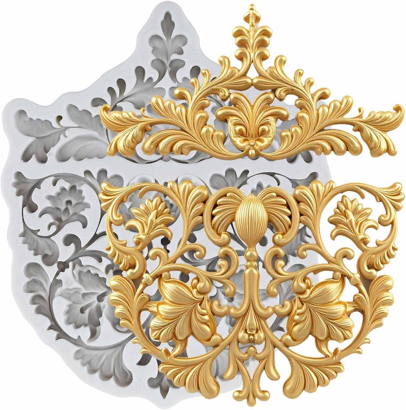 TAOXIBEI Vintage Curlicues Relief Lace Polymer Clay Mold Baroque Scroll Lace Silicone Molds for DIY Crafts Epoxy Resin Casting Air Dry Polymer Clay Plaster Jewelry Making - Image 1